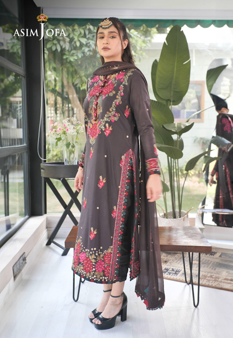 AJRN-12 EMBROIDERED LAWN SILK 3 PCS