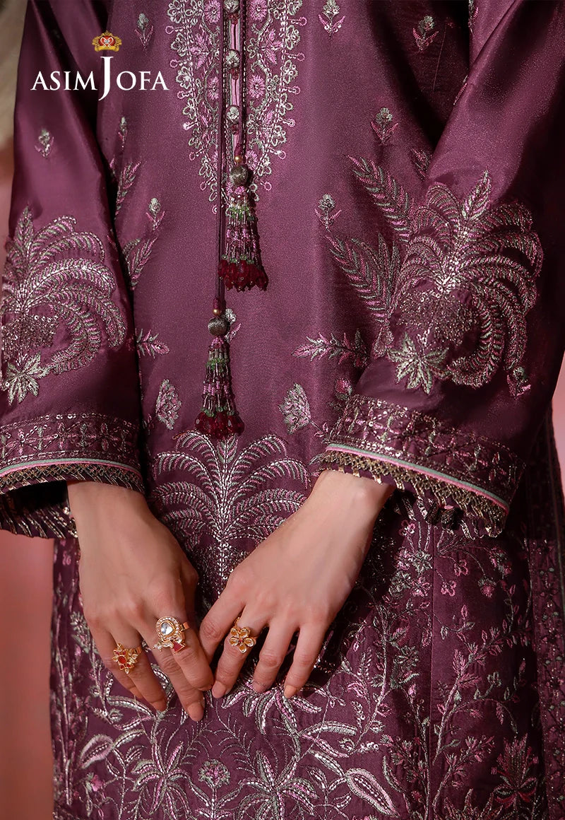AJULFI-03 Embroidered Charmeuse Silk Unstitched 3 Pcs