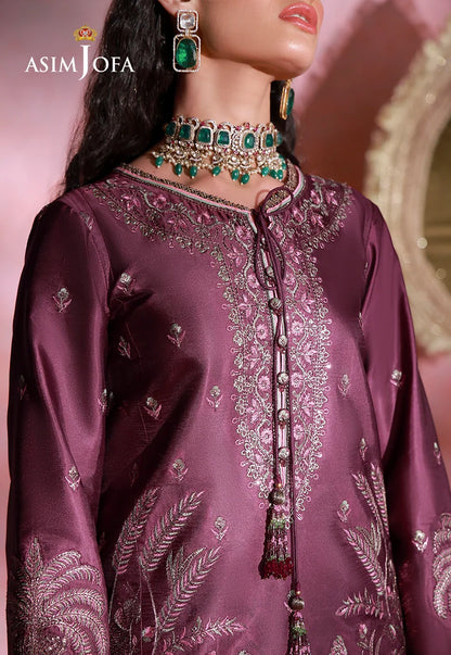 AJULFI-03 Embroidered Charmeuse Silk Unstitched 3 Pcs