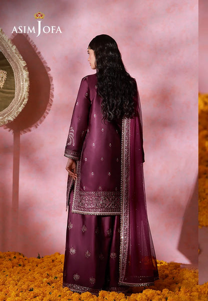 AJULFI-03 Embroidered Charmeuse Silk Unstitched 3 Pcs