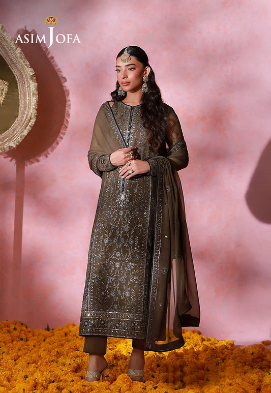 AJULFI-04 Embroidered Chiffon Unstitched 3 Pcs