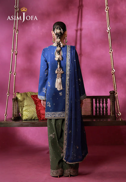 AJULFI-10 Embroidered Raw Silk Unstitched 3 Pcs