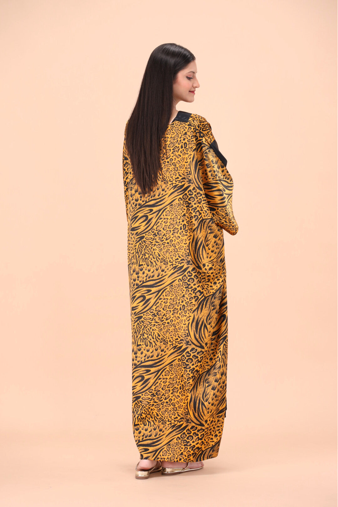 Studio By Arj Women Chettah print Silky Satin caftan lounge wear / nightwear