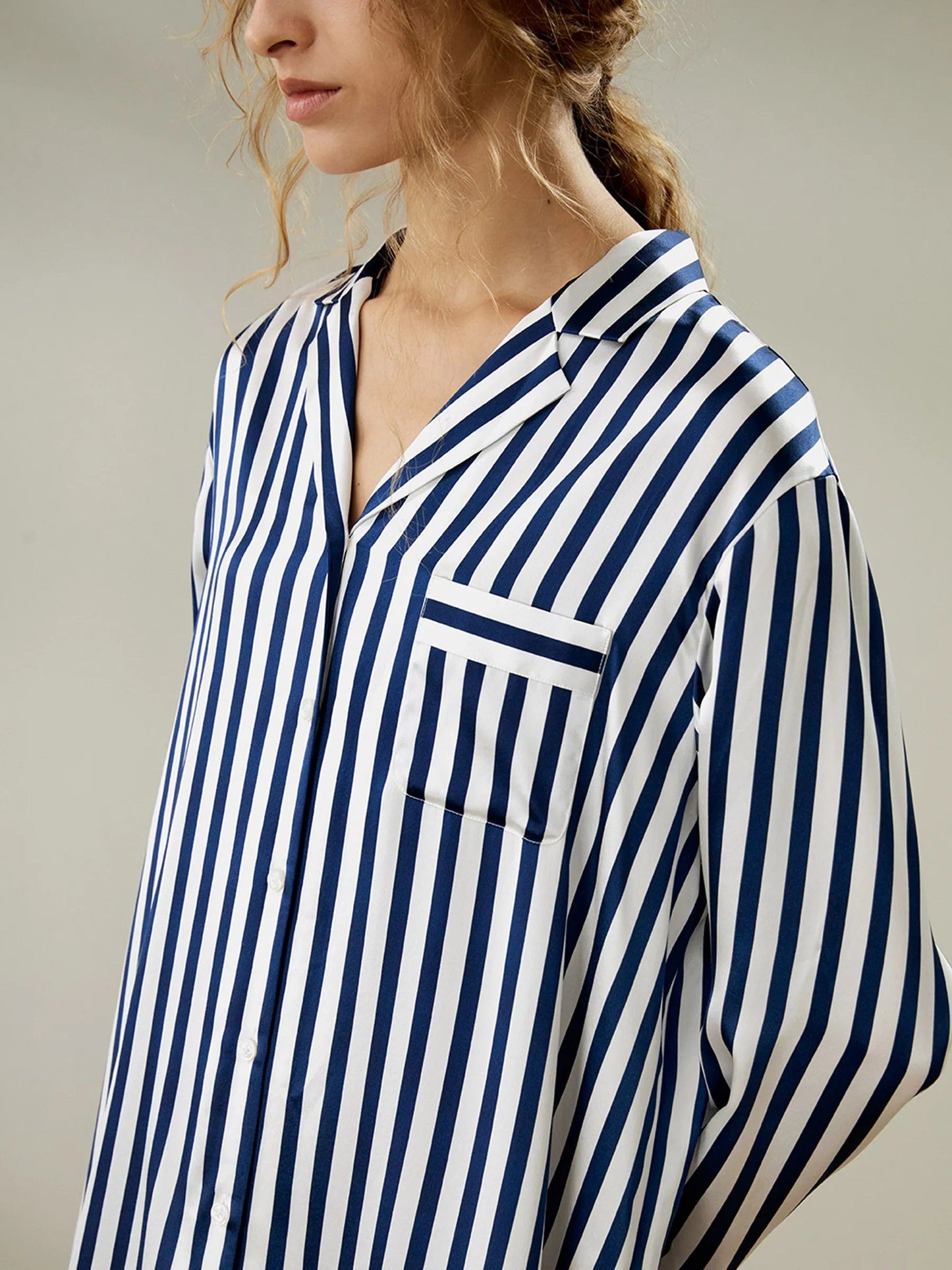 Sheâ€™s Inn Classic Night Shirt Night dress for women Nightwear Stripe Night Shirt has a relaxed and feels Cool and Smooth Sleepwear For Women