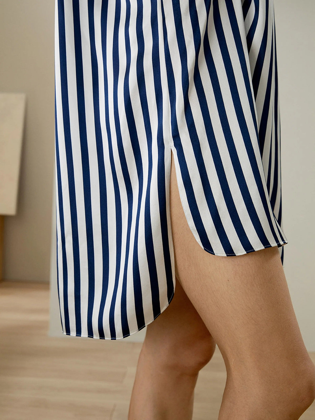 Sheâ€™s Inn Classic Night Shirt Night dress for women Nightwear Stripe Night Shirt has a relaxed and feels Cool and Smooth Sleepwear For Women
