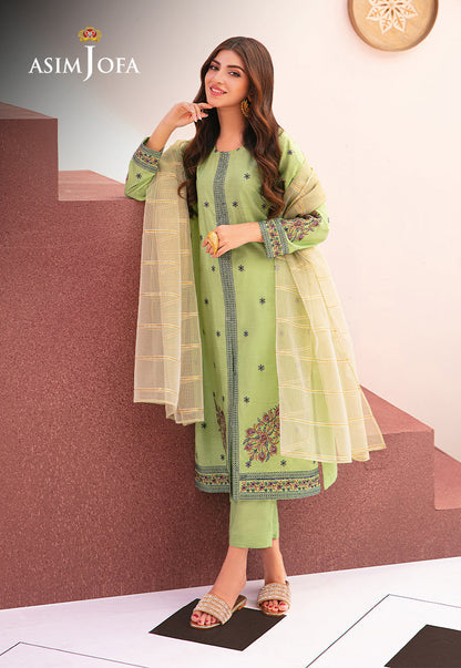 AJOD-22 EMBROIDERED INDIAN RAW SILK 3 PCS