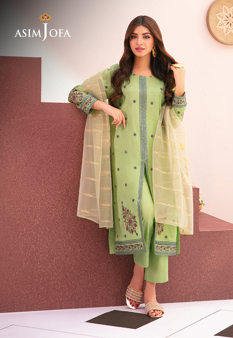 AJOD-22 EMBROIDERED INDIAN RAW SILK 3 PCS
