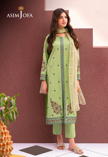 AJOD-22 EMBROIDERED INDIAN RAW SILK 3 PCS