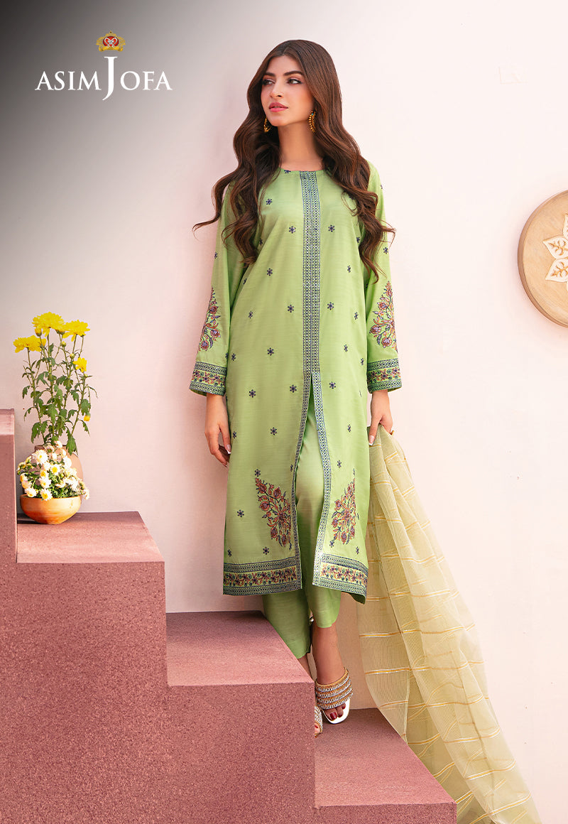 AJOD-22 EMBROIDERED INDIAN RAW SILK 3 PCS