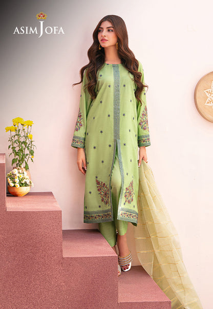 AJOD-22 EMBROIDERED INDIAN RAW SILK 3 PCS