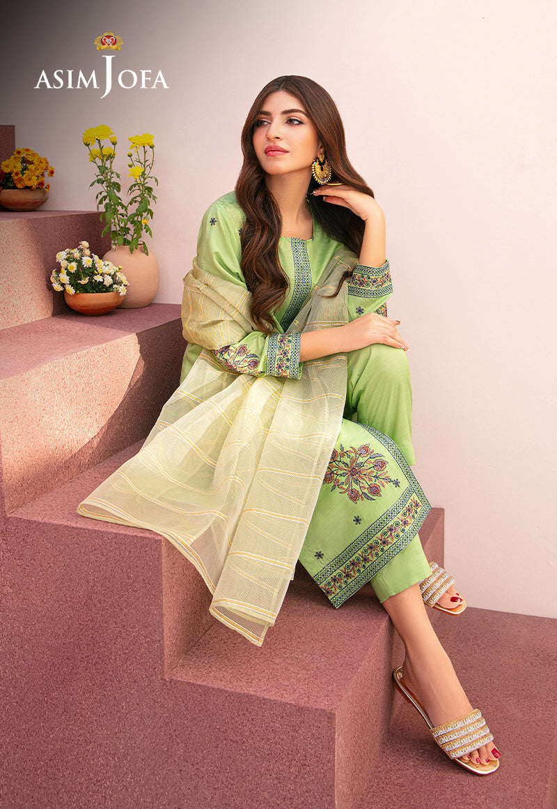 AJOD-22 EMBROIDERED INDIAN RAW SILK 3 PCS