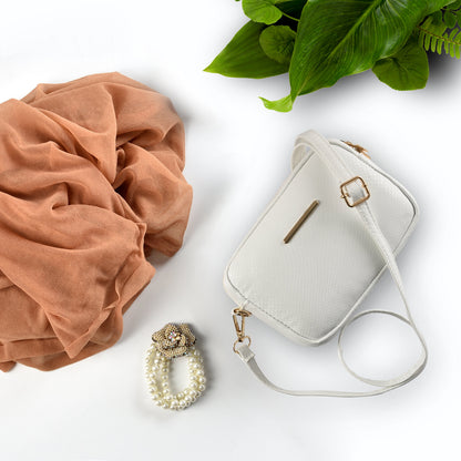 Buy Mini Snakeskin Square Bag - White in Pakistan