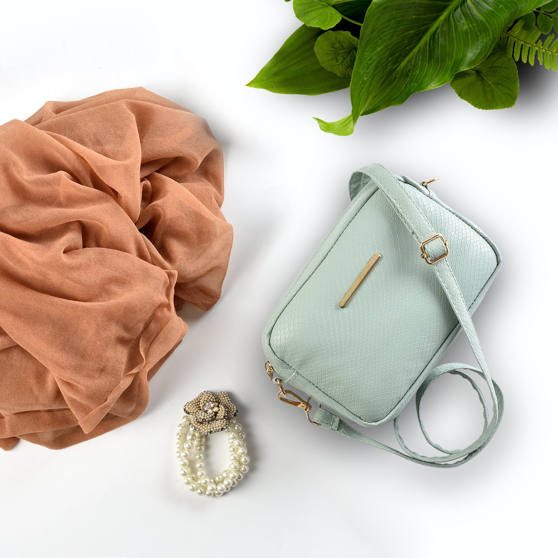 Buy Mini Snakeskin Square Bag - Sea Mist in Pakistan