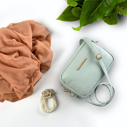Buy Mini Snakeskin Square Bag - Sea Mist in Pakistan