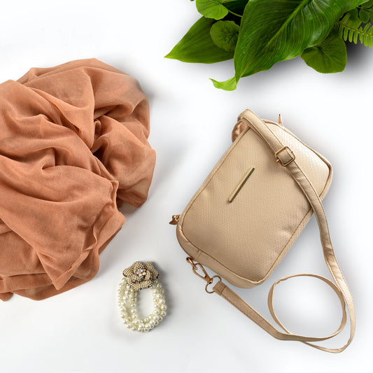 Mini Snakeskin Square Bag - Beige