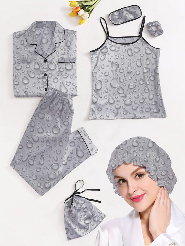 Eshaal Omani Serenity Nightwear â€“ Plush & Premium Sleepwear Silky Finish Night Dress For Women and Girls 7 Piece Night Wear Women's Pajama Sets
