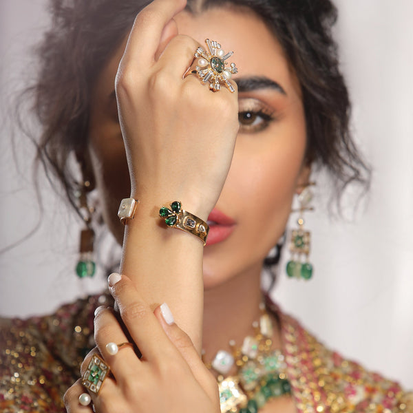 Dangling Greens Cuff Bracelet