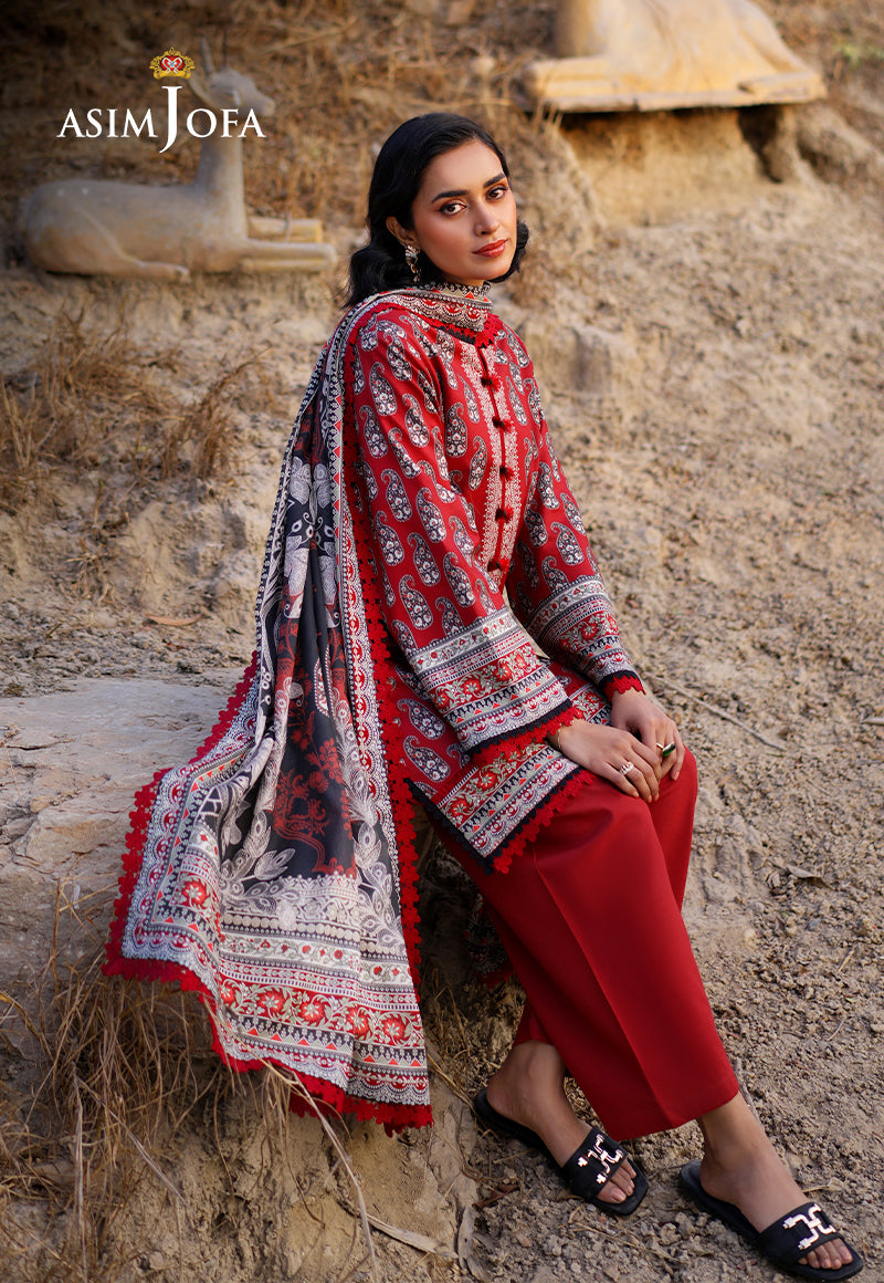 AJUUB-01 Printed Lawn 3 Pcs