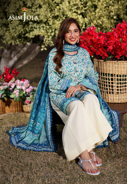 AJUUB-13 Printed Lawn 3 Pcs
