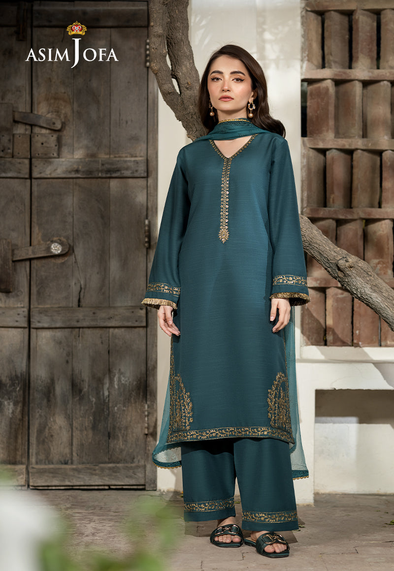 AJPB-97 EMBROIDERED RAW SILK 3 PCS
