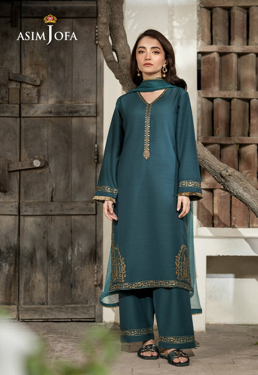 AJPB-97 EMBROIDERED RAW SILK 3 PCS