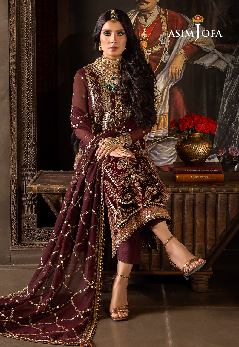 AJVFP-12 EMBROIDERED CHIFFON STITCHED 3 PCS
