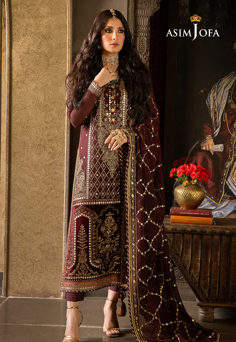 AJVFP-12 EMBROIDERED CHIFFON STITCHED 3 PCS