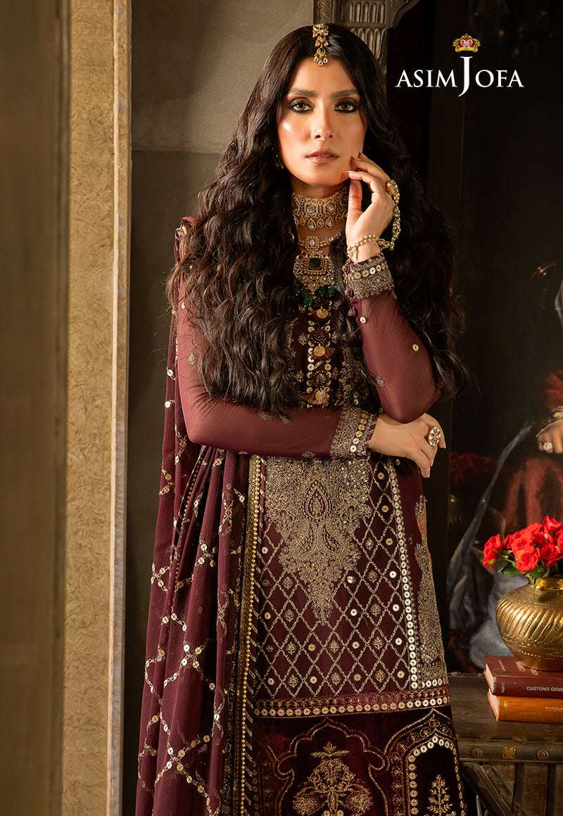 AJVFP-12 EMBROIDERED CHIFFON STITCHED 3 PCS