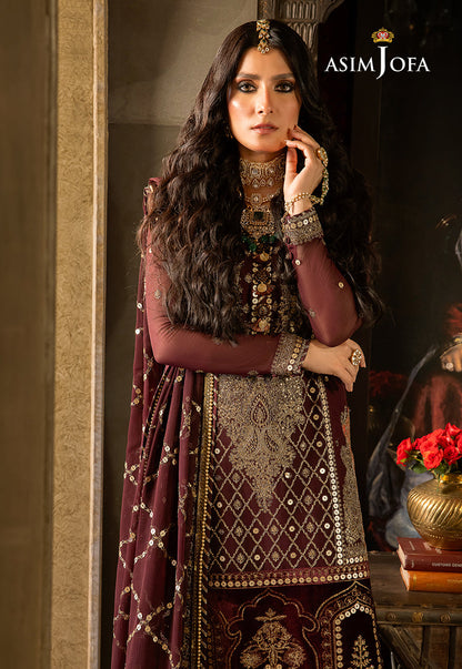 AJVFP-12 EMBROIDERED CHIFFON STITCHED 3 PCS
