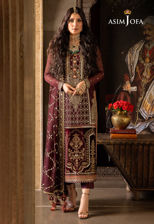 AJVFP-12 EMBROIDERED CHIFFON STITCHED 3 PCS