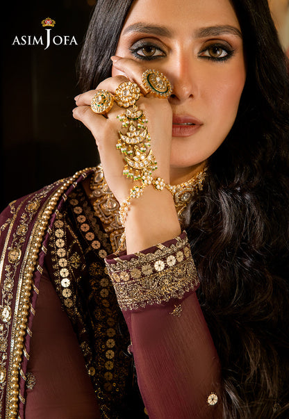 AJVFP-12 EMBROIDERED CHIFFON STITCHED 3 PCS