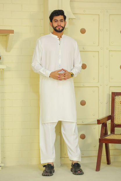 SKF25-002 White Kameez Shalwar - lamorado