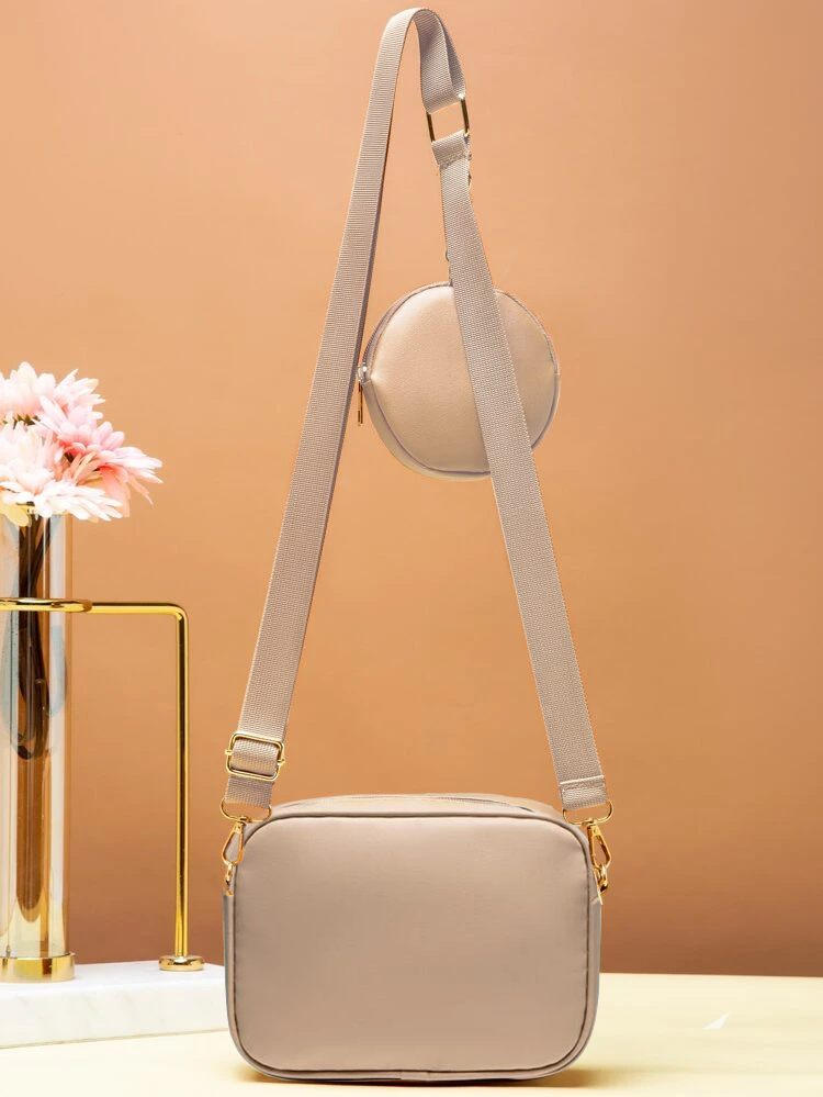Buy Chevron Quilted Square Bag With Coin Purse - Off White in Pakistan