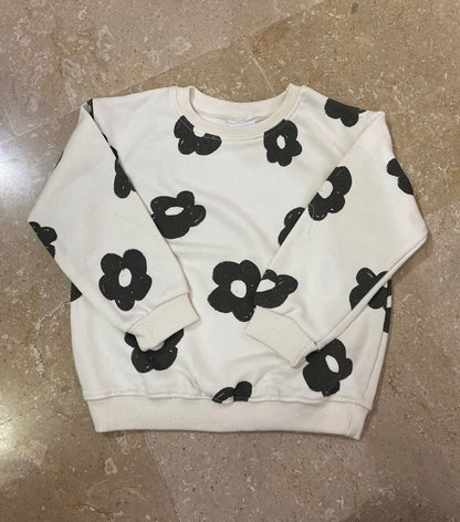 Black Flower Printed Sweatshirt