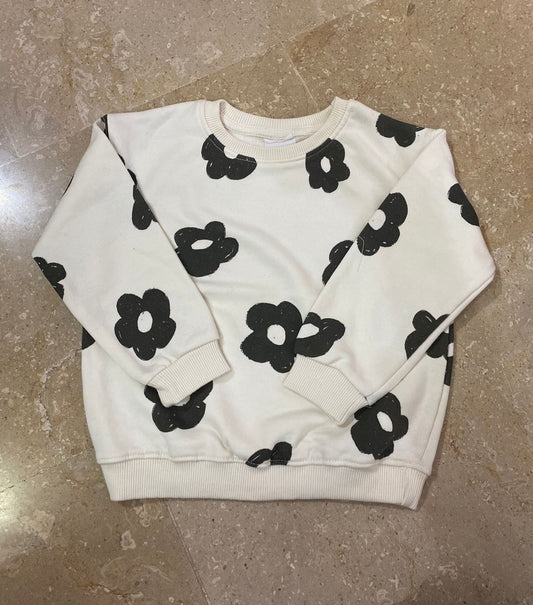 Black Flower Printed Sweatshirt