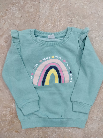 Green Rainbow printed sweatshirt for girls
