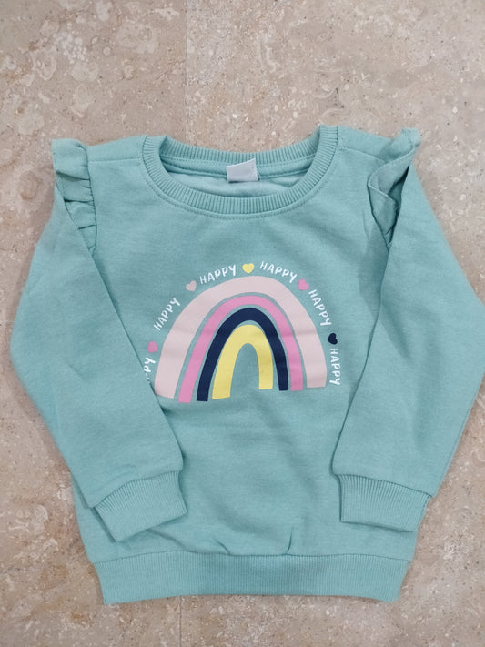 Green Rainbow printed sweatshirt for girls