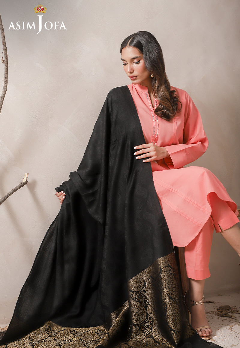 AJHS-01 ZARI BORDER SHAWL 1 PC