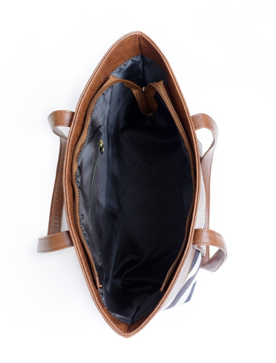 Fineur - ZigWave Shoulder Canvas Tote Bag - Brown