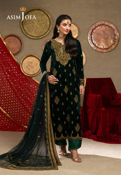 AJUMV-05 Embroidered Velvet Unstitched 3 Pcs