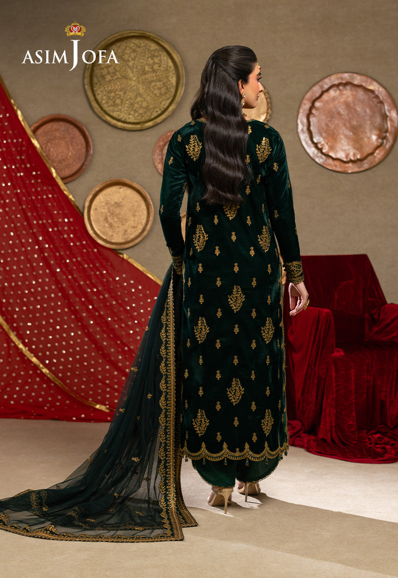 AJUMV-05 Embroidered Velvet Unstitched 3 Pcs