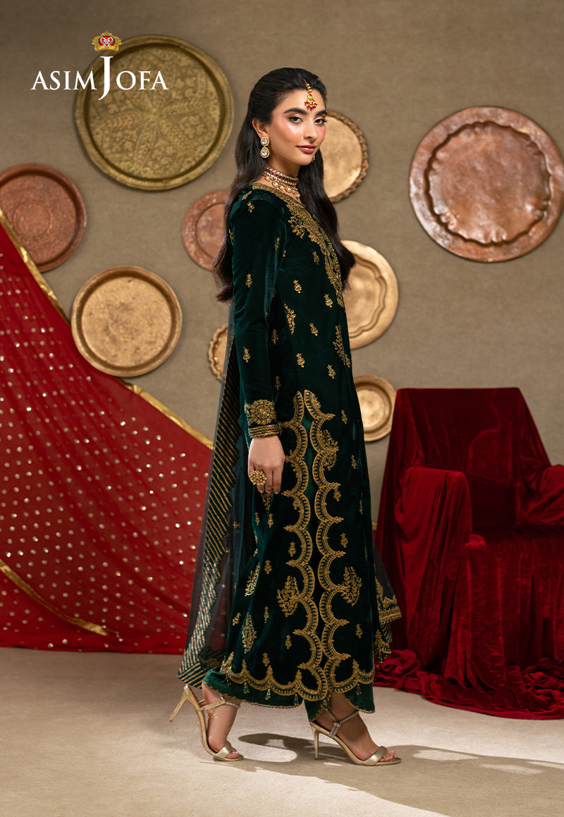 AJUMV-05 Embroidered Velvet Unstitched 3 Pcs