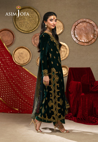 AJUMV-05 Embroidered Velvet Unstitched 3 Pcs