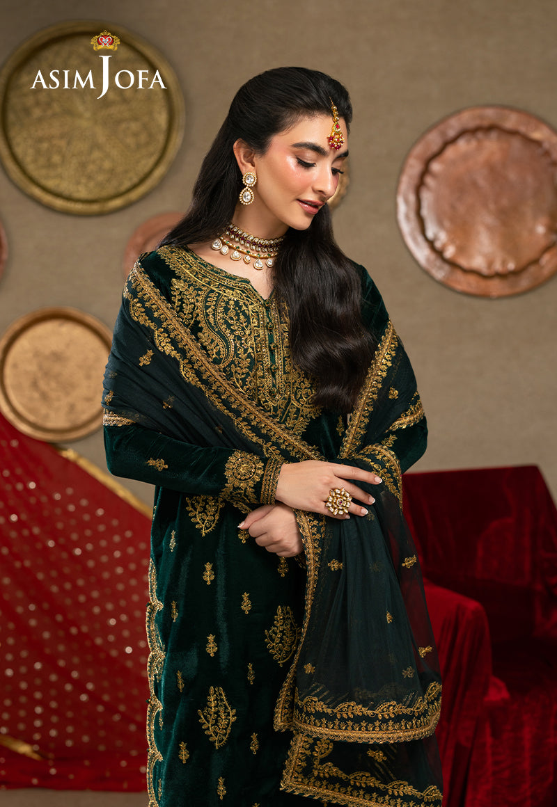 AJUMV-05 Embroidered Velvet Unstitched 3 Pcs