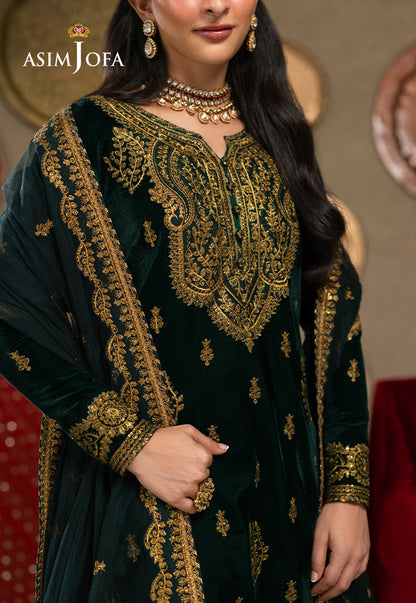 AJUMV-05 Embroidered Velvet Unstitched 3 Pcs