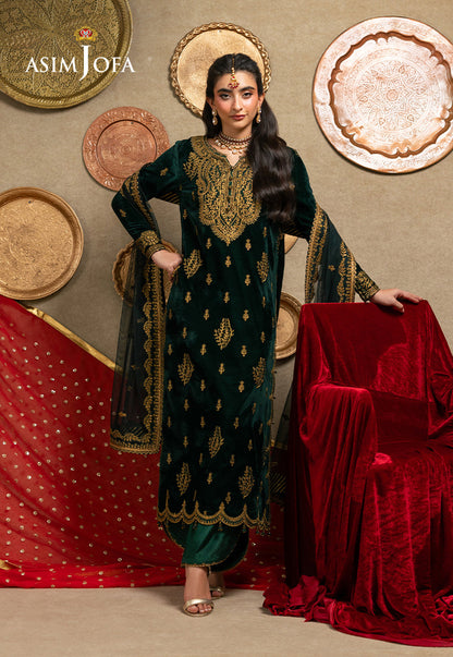 AJUMV-05 Embroidered Velvet Unstitched 3 Pcs