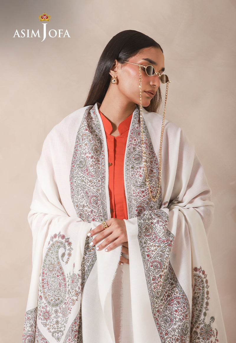 AJHS-13 KASHMIRI HAND EMBROIDERED SHAWL 1 PC