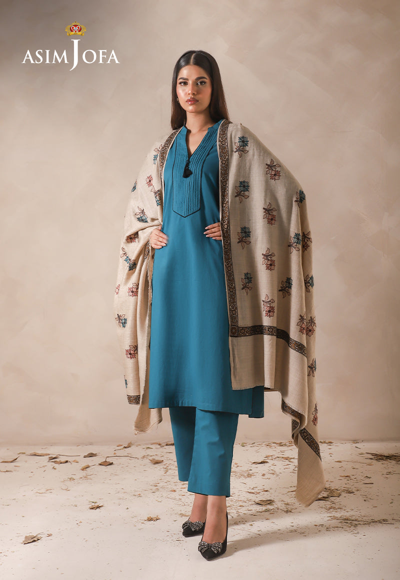 AJHS-16 FLORAL HAND EMBROIDERED SHAWL 1 PC
