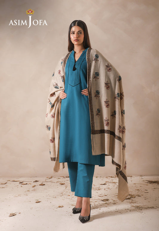 AJHS-16 FLORAL HAND EMBROIDERED SHAWL 1 PC