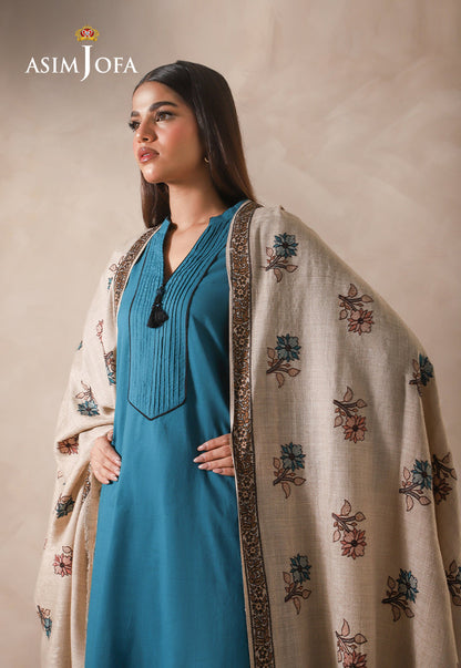 AJHS-16 FLORAL HAND EMBROIDERED SHAWL 1 PC